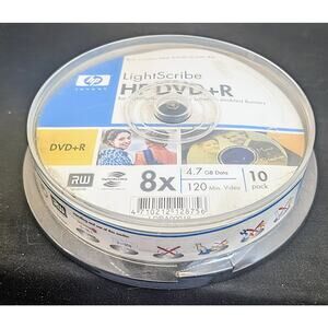 HP LightScribe DVD +R 4.7 GB 8x 10 Pack Spindle New
